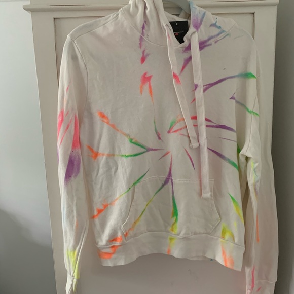 Neon tie dye swirl rainbow hoodie - Picture 2 of 2